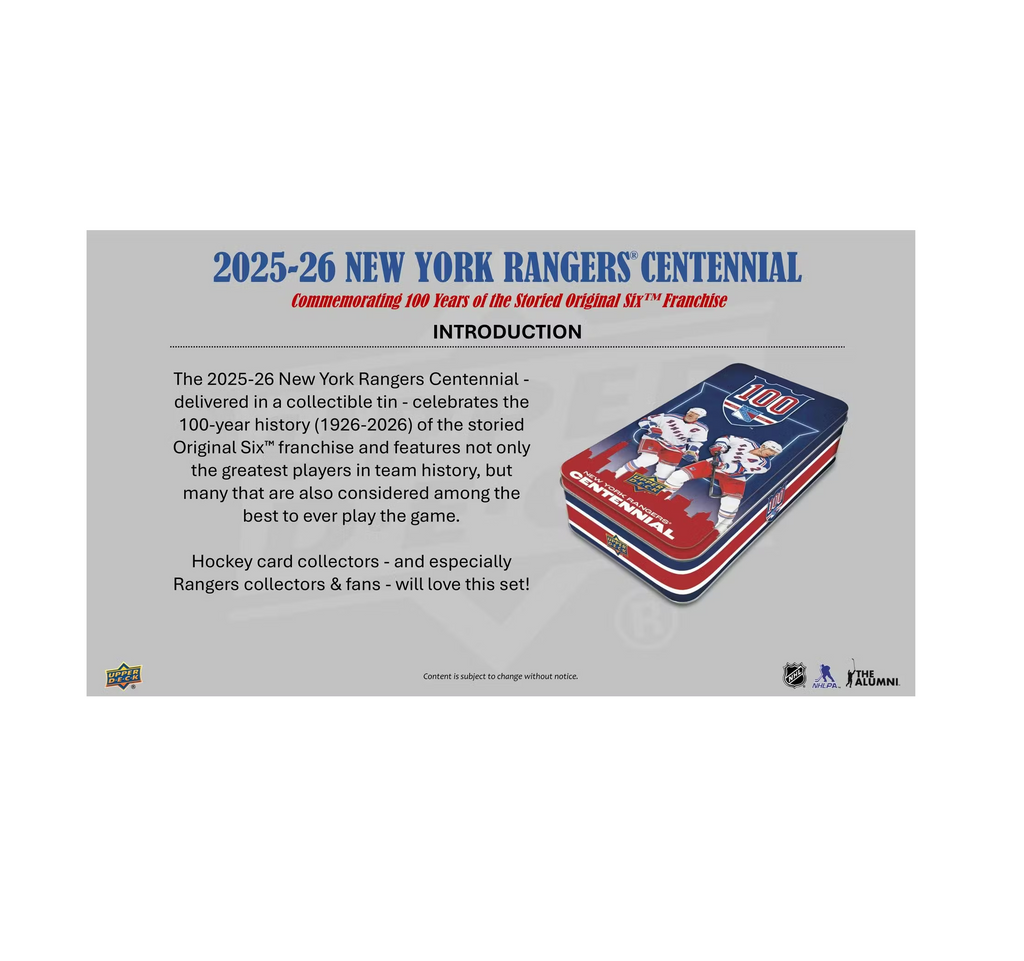 2025-26UpperDeckNewYorkRangersCentennialHockeyHobbyBox3-1