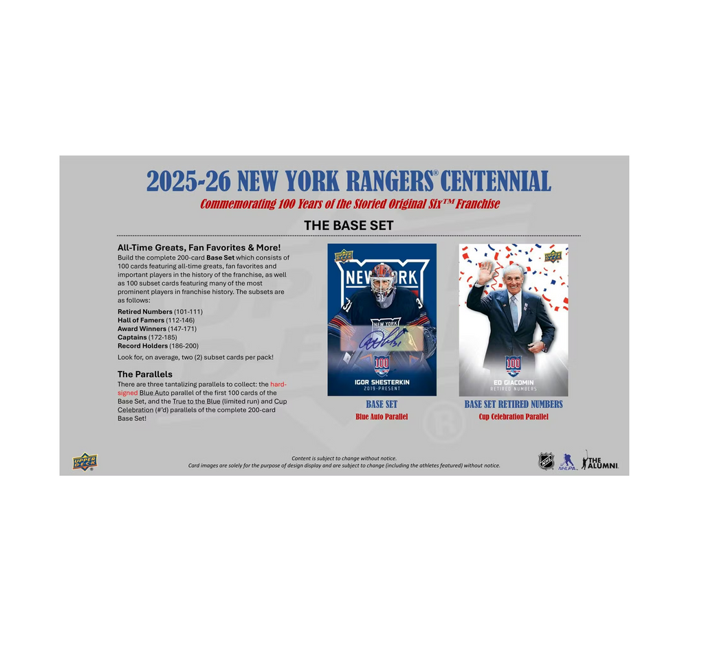 2025-26UpperDeckNewYorkRangersCentennialHockeyHobbyBox4-1