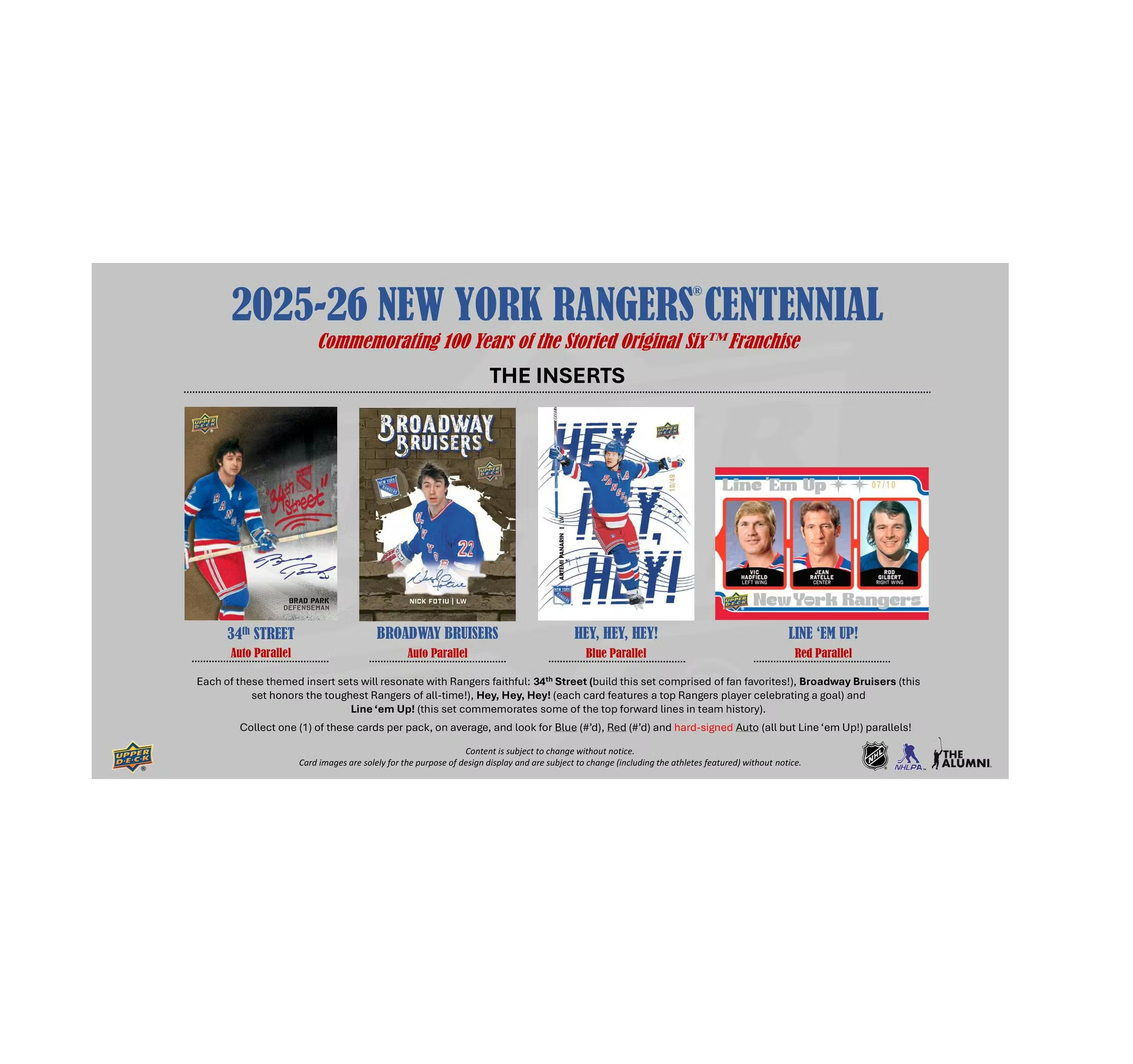 2025-26UpperDeckNewYorkRangersCentennialHockeyHobbyBox5-1