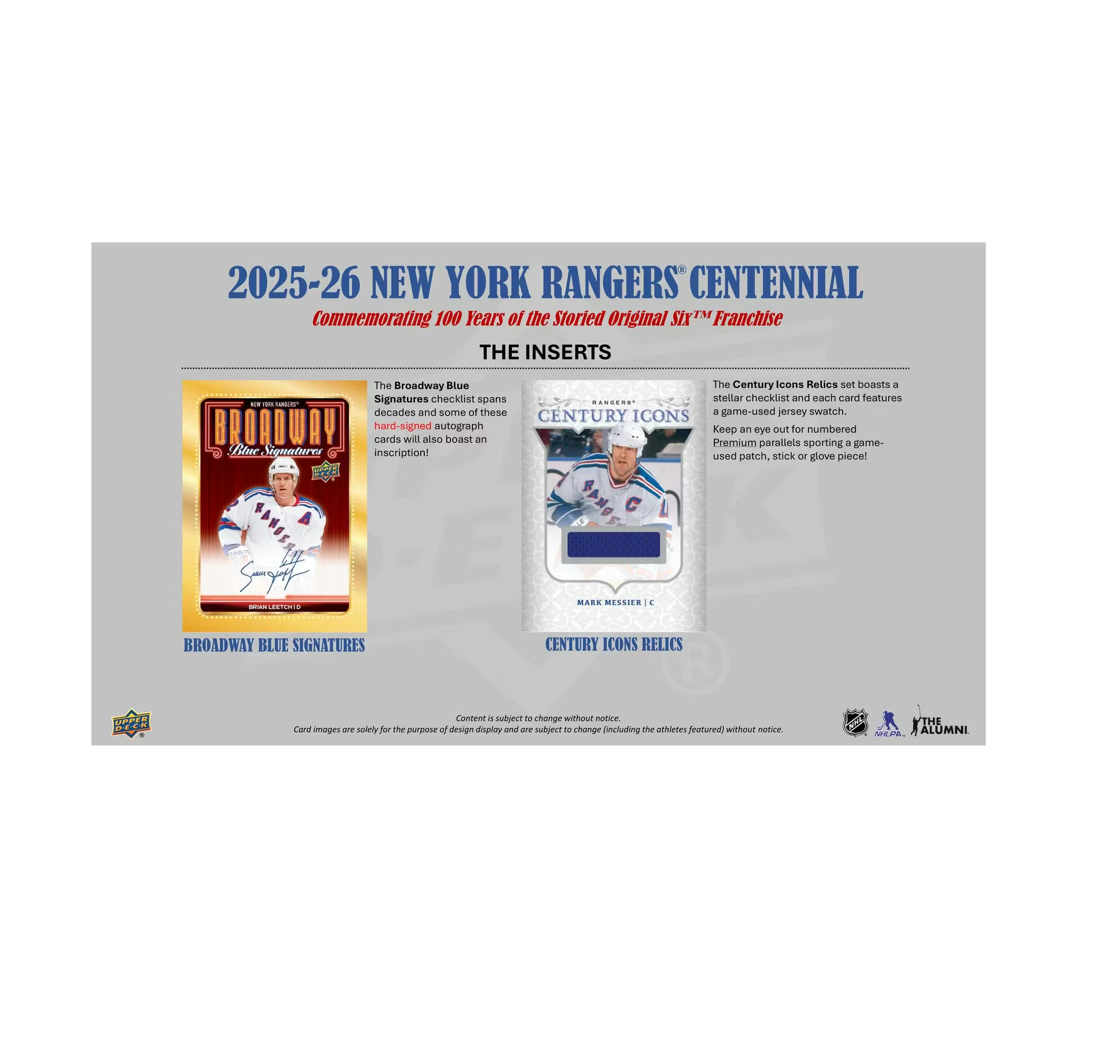 2025-26UpperDeckNewYorkRangersCentennialHockeyHobbyBox6-1