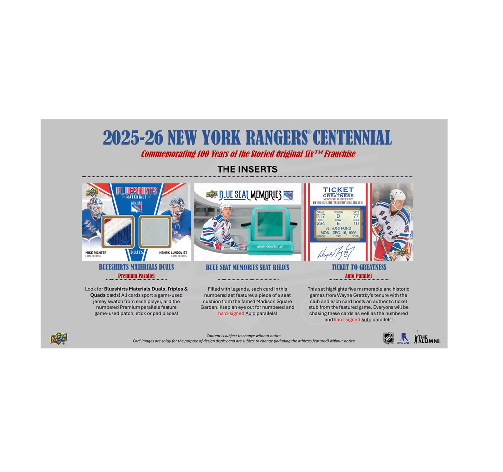 2025-26UpperDeckNewYorkRangersCentennialHockeyHobbyBox7
