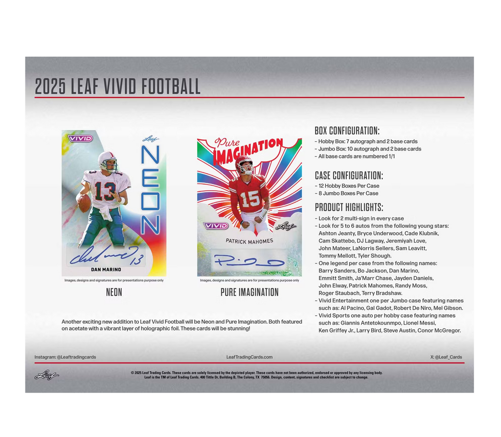 2025LeafVividFootballHobbyBox6
