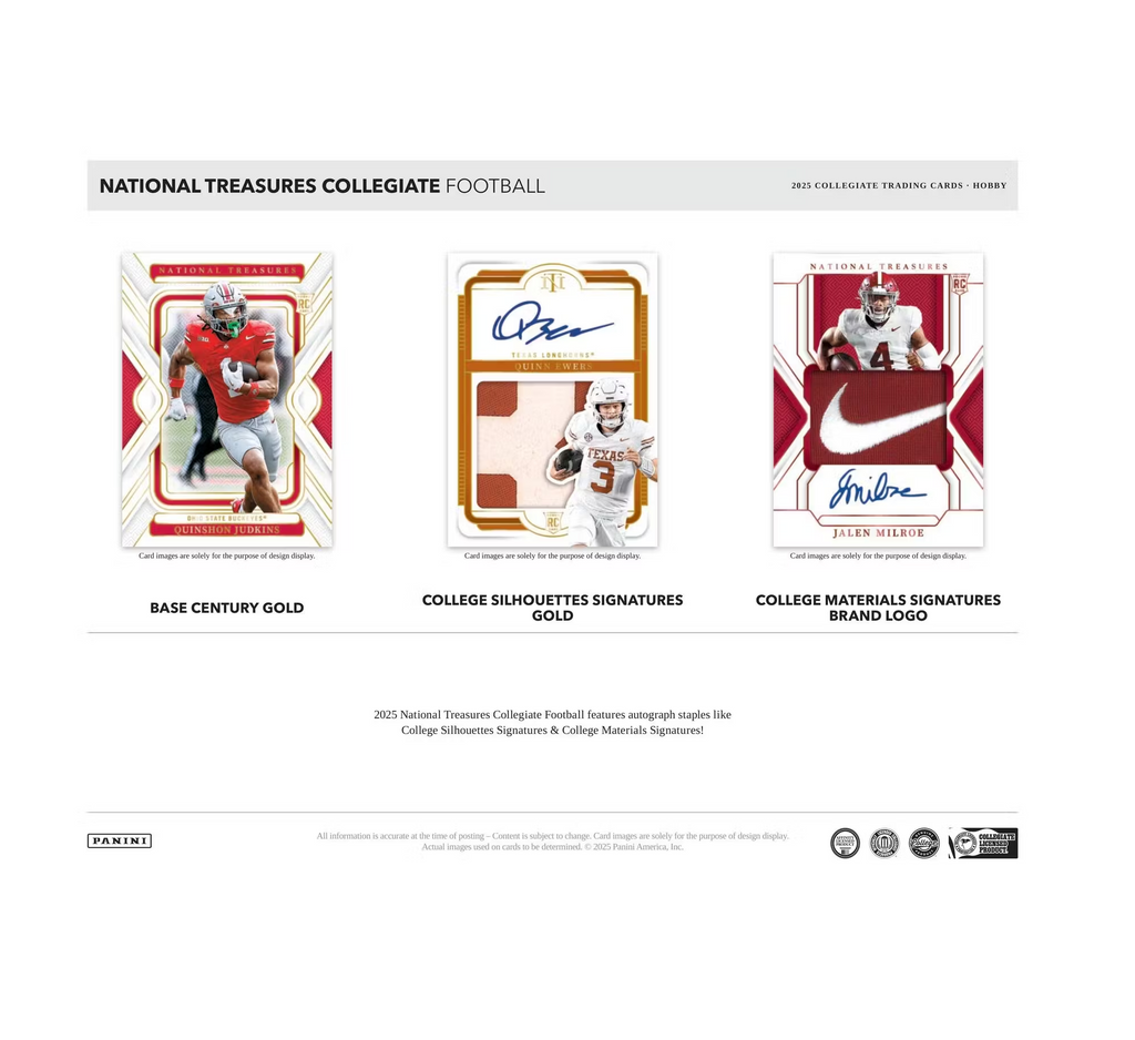 2025PaniniNationalTreasuresCollegiateFootballHobbyBox3