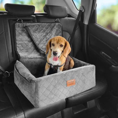 Dog Booster Car Seat with Pocket Gray by Ravli