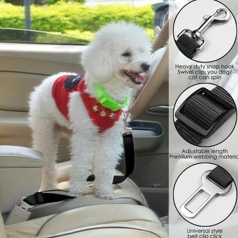 Pet Car Seat Belt 2-Pack Adjustable by Ravli