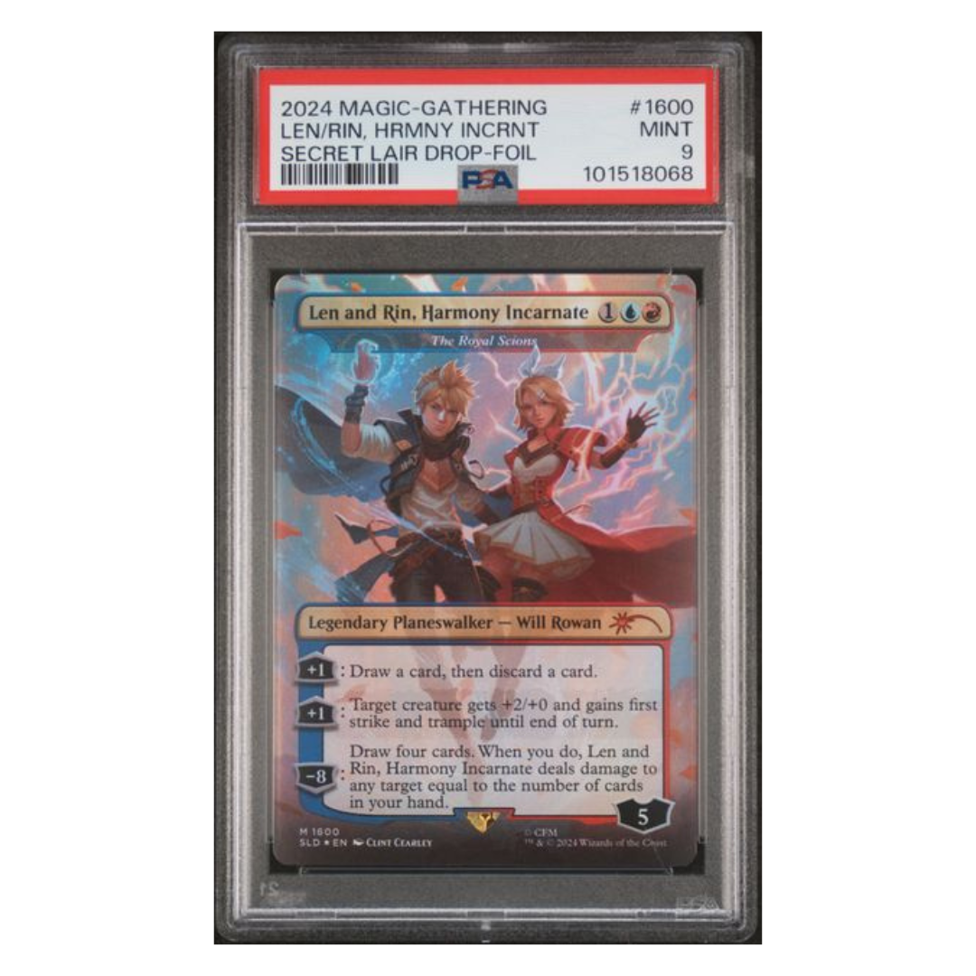 2024 MAGIC THE GATHERING SECRET LAIR DROP #1600 LEN AND RIN HATSUNE MIKU-FOIL - PSA 9
