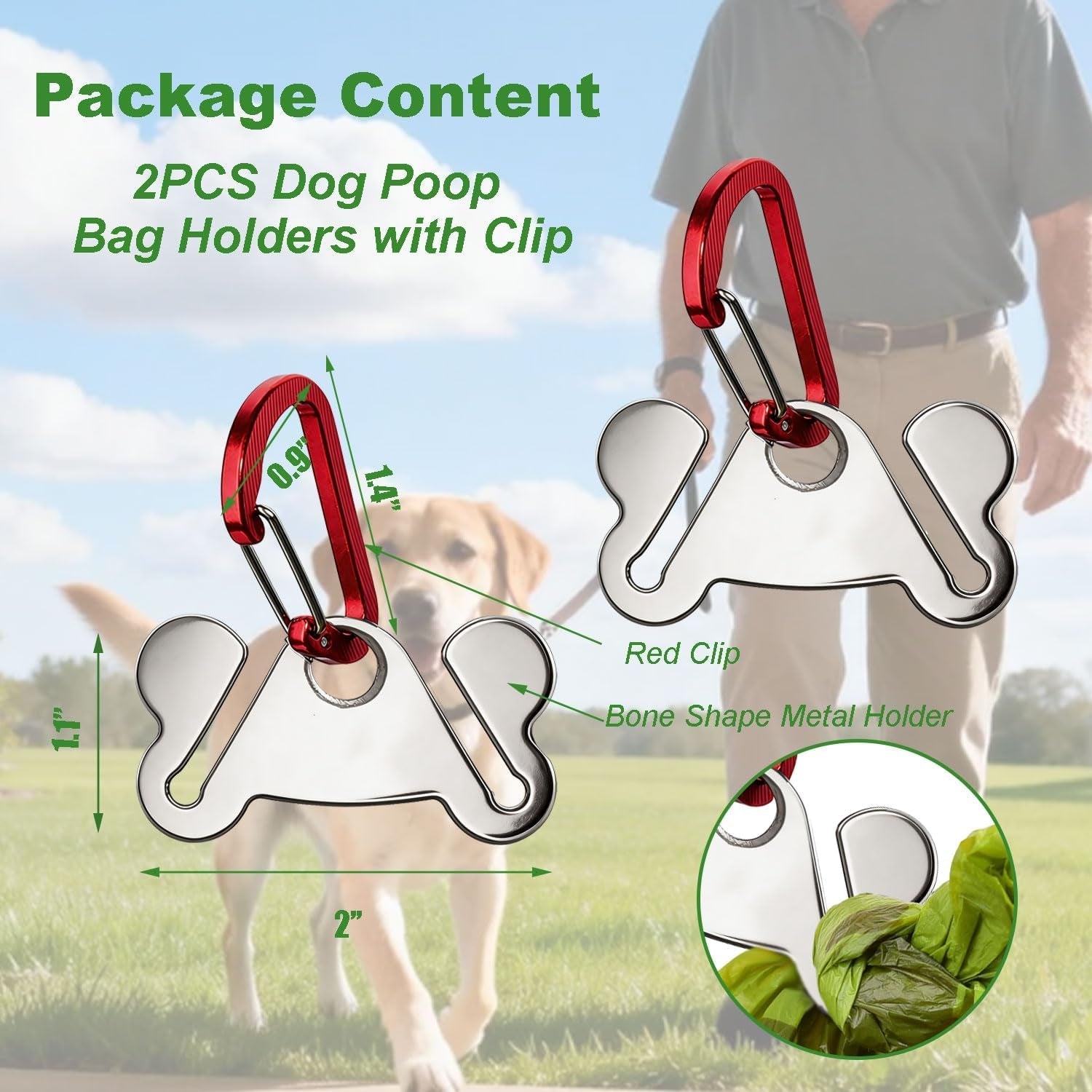 Hands-Free Dog Poop Bag Holder 2-Pack Ravli
