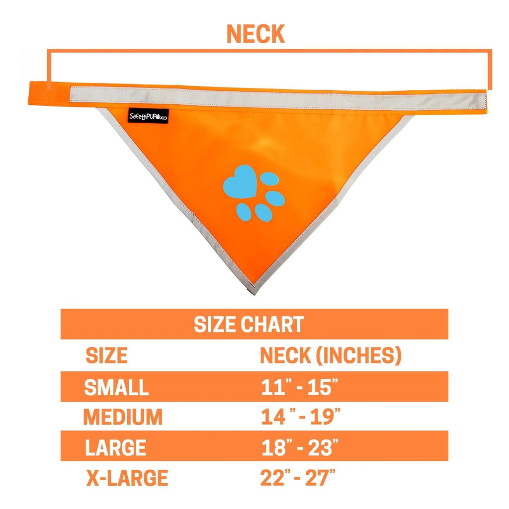 Large Hi-Vis Orange Reflective Dog Bandana Ravli