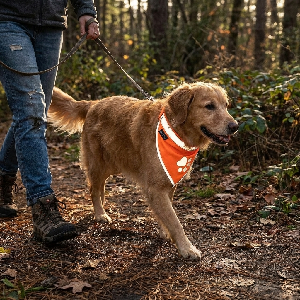 Reflective Dog Bandana Hi-Vis Orange Large