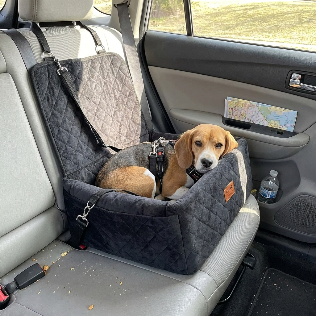 Dog Booster Car Seat with Pocket Black