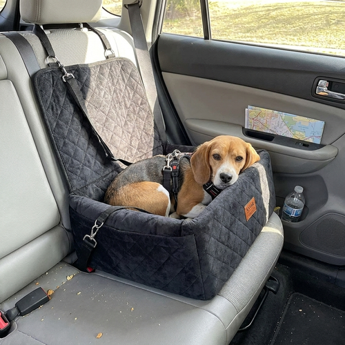 Dog Booster Car Seat with Pocket Black