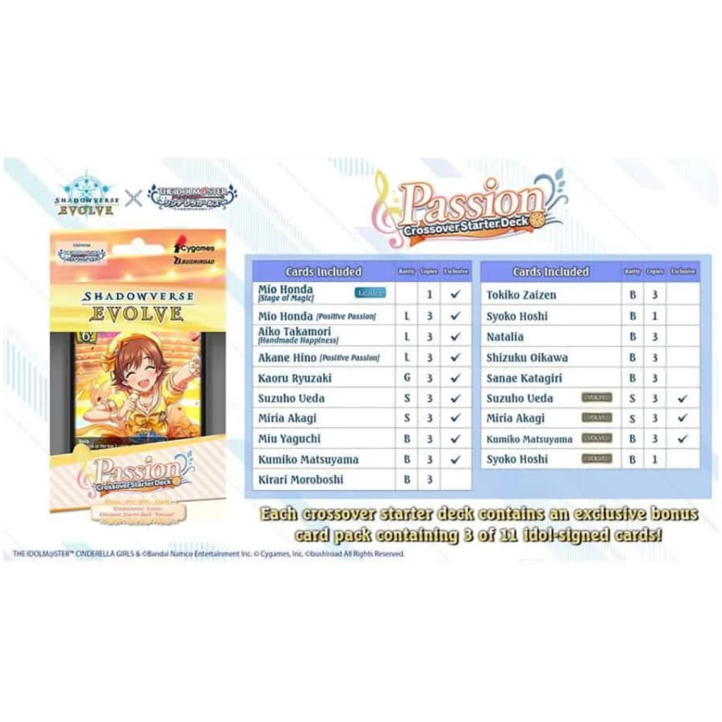 Shadowverse Evolve - Idolmaster Cinderella Girls Starter Deck - Passion